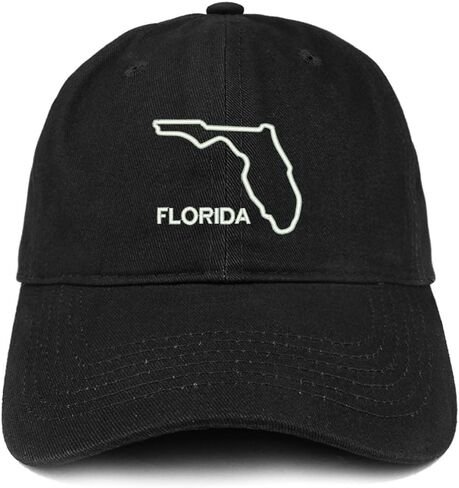 Trendy Apparel Shop Florida Text State Outline State Embroidered Cotton Dad Hat in Saudi Arabia