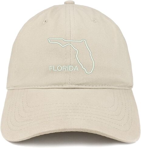 Trendy Apparel Shop Florida Text State Outline State Embroidered Cotton Dad Hat in Saudi Arabia