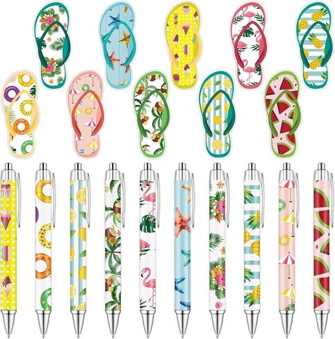 40 قطعة من أقلام هاواي للحفلات الصيفية مع ملاحظات لاصقة فليب فلوب، أقلام ذات طابع صيفي، وسادات ملاحظات ممتعة، هدايا لحفلات لوا، ديكور هاواي للمكتب، المنزل، الشاطئ، هدية عيد الميلاد in Kuwait