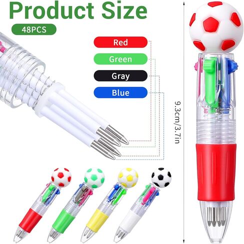 48Pcs Soccer Party Favors Pen 4 in 1 Multicolor Soccer Ballpoint Pens 0.5mm Mini Cute Pens for Soccers Sport Lover Party Favor Stuffers in Kuwait