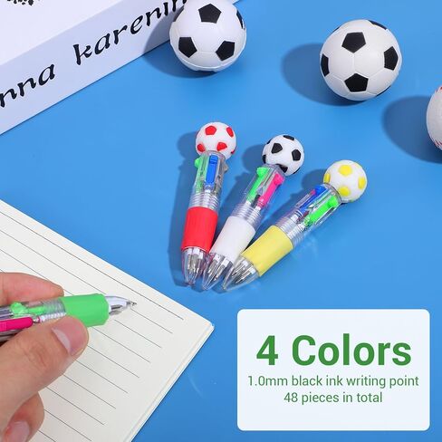 48Pcs Soccer Party Favors Pen 4 in 1 Multicolor Soccer Ballpoint Pens 0.5mm Mini Cute Pens for Soccers Sport Lover Party Favor Stuffers in Kuwait