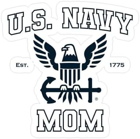 CafePress U.S. Navy Mom Blue and White Small Die Cut Sticker, 3"x4" Glossy Finish in Kuwait