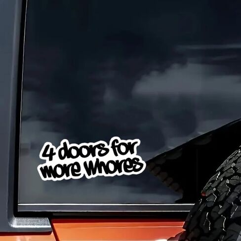 2 قطعة 4 أبواب لمزيد من العاهرات ملصق مصد السيارة المضحك، ملصق من الفينيل مقاس 6 بوصات، مقاوم للماء، مقطوع بالقالب للسيارات والنوافذ وأجهزة الكمبيوتر المحمولة in Kuwait