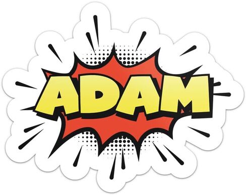 ملصق اسم الكتاب الهزلي Adam - ملصق فينيل مقاوم للماء لمصد السيارة والكمبيوتر المحمول وزجاجة المياه والجدار والنافذة، مقاس - جانب أطول 6 بوصات in Saudi Arabia