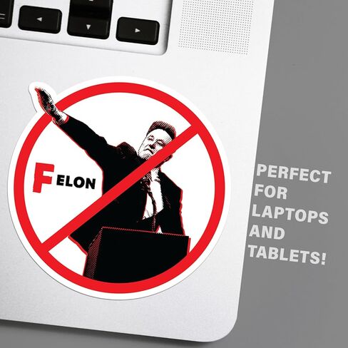 ملصق FElon Anti Elon Musk - ملصق فينيل دائري مقاس 5 بوصات - نافذة سيارة مضحكة مضادة للملياردير للكمبيوتر المحمول in Saudi Arabia