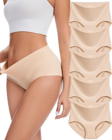 ملابس داخلية بدون خياطة من Sunm Boutique للنساء سراويل داخلية صفيقة بدون عرض ملابس داخلية بيكيني غير مرئية قابلة للتنفس 3/5/6/10 Pack in Kuwait