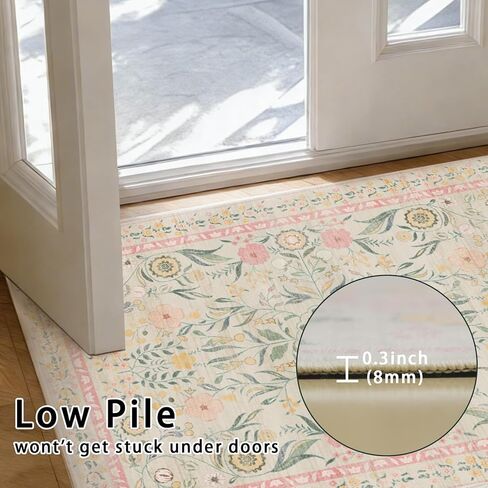 6x9 Area Rugs for Living Room, Floral Washable Rug Vintage Large Soft Boho Non-Slip Carpet Indoor Floor Carpets for Bedroom Dining Room Nursery Home Office in Saudi Arabia