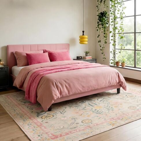 6x9 Area Rugs for Living Room, Floral Washable Rug Vintage Large Soft Boho Non-Slip Carpet Indoor Floor Carpets for Bedroom Dining Room Nursery Home Office in Saudi Arabia