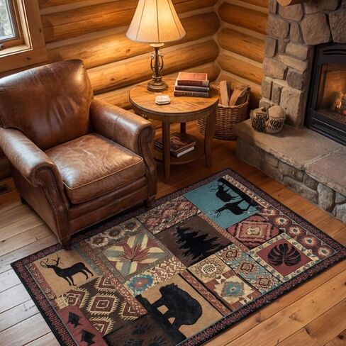 6x9 Area Rugs for Living Room, Floral Washable Rug Vintage Large Soft Boho Non-Slip Carpet Indoor Floor Carpets for Bedroom Dining Room Nursery Home Office in Saudi Arabia