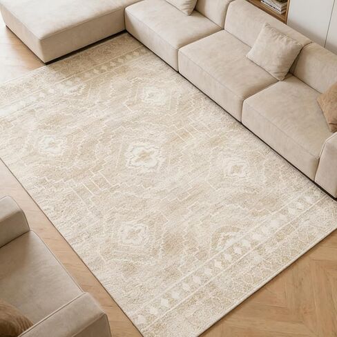6x9 Area Rugs for Living Room, Floral Washable Rug Vintage Large Soft Boho Non-Slip Carpet Indoor Floor Carpets for Bedroom Dining Room Nursery Home Office in Saudi Arabia