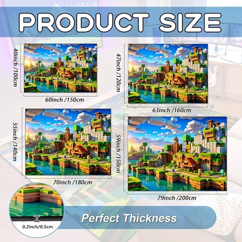 Block Game Rug Teen Kids Carpet, Pixel Games Scene Decoration Mat, Washable Cube Block Game Rugs for Boy’s Bedroom Living Room Playroom, Non-Slip Children Gaming Area Rugs (Green Village, 60" x 40") in Saudi Arabia