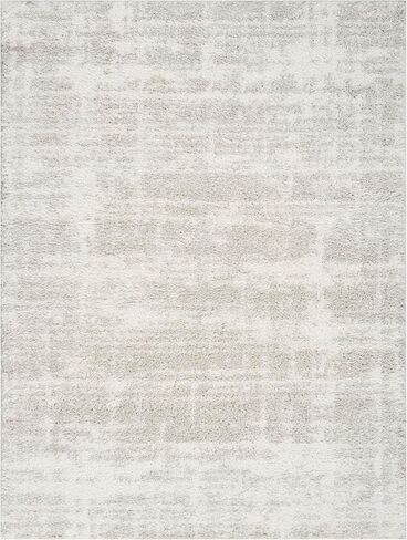 سجادة Nourison Home Modern Shag باللون الرمادي العاجي مقاس 5'3" × 7' - سهلة التنظيف، غير قابلة للتساقط، غرفة النوم، غرفة المعيشة، غرفة الطعام، المطبخ (5' × 7') in Saudi Arabia
