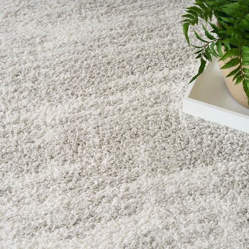 سجادة Nourison Home Modern Shag باللون الرمادي العاجي مقاس 5'3" × 7' - سهلة التنظيف، غير قابلة للتساقط، غرفة النوم، غرفة المعيشة، غرفة الطعام، المطبخ (5' × 7') in Saudi Arabia
