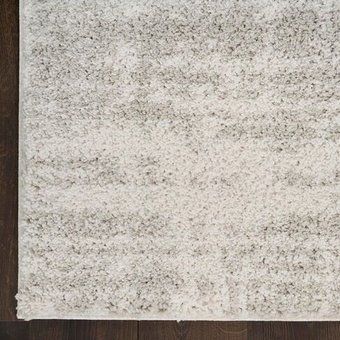 سجادة Nourison Home Modern Shag باللون الرمادي العاجي مقاس 5'3" × 7' - سهلة التنظيف، غير قابلة للتساقط، غرفة النوم، غرفة المعيشة، غرفة الطعام، المطبخ (5' × 7') in Saudi Arabia