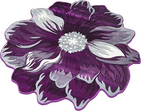 Flower Rug 5ft Round Area Rugs Cute Plush Flower Shaped Rug Circle Girly for Bedroom Floor Living Room Carpet 305 Purple in Saudi Arabia