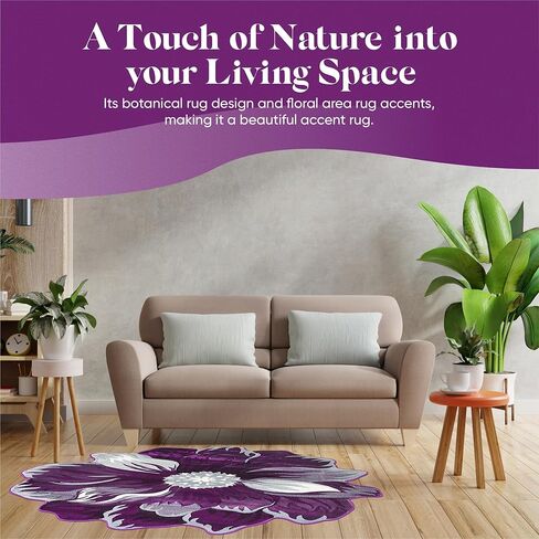 Flower Rug 5ft Round Area Rugs Cute Plush Flower Shaped Rug Circle Girly for Bedroom Floor Living Room Carpet 305 Purple in Saudi Arabia
