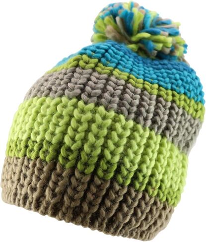 Armycrew Thick Cable Knit Stripe Beanie with Pom Pom in Saudi Arabia
