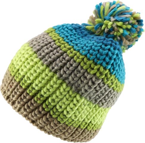 Armycrew Thick Cable Knit Stripe Beanie with Pom Pom in Saudi Arabia