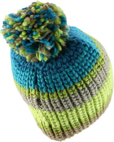 Armycrew Thick Cable Knit Stripe Beanie with Pom Pom in Saudi Arabia
