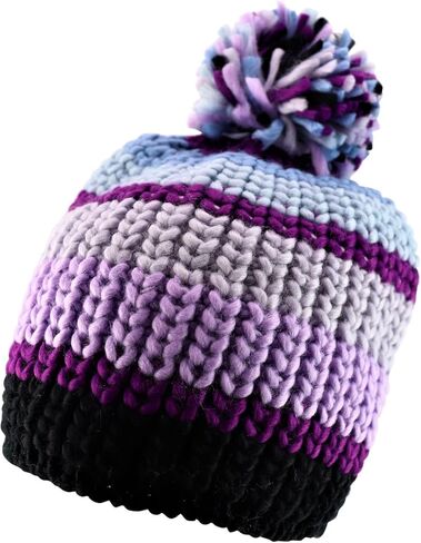 Armycrew Thick Cable Knit Stripe Beanie with Pom Pom in Saudi Arabia