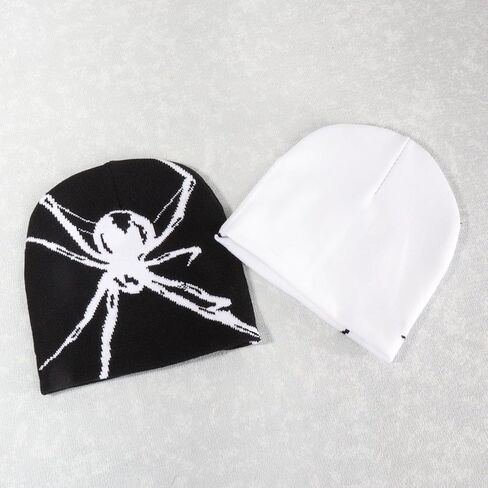 Halloween Y2K Gothic Spider Pattern Wool Acrylic Knitted Hat Women Beanie Winter Warm Beanies Men Casual Skullies in Saudi Arabia
