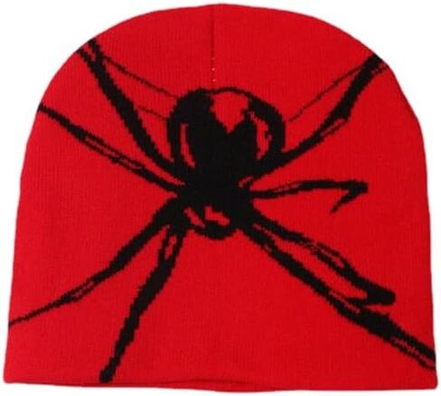 Halloween Y2K Gothic Spider Pattern Wool Acrylic Knitted Hat Women Beanie Winter Warm Beanies Men Casual Skullies in Saudi Arabia