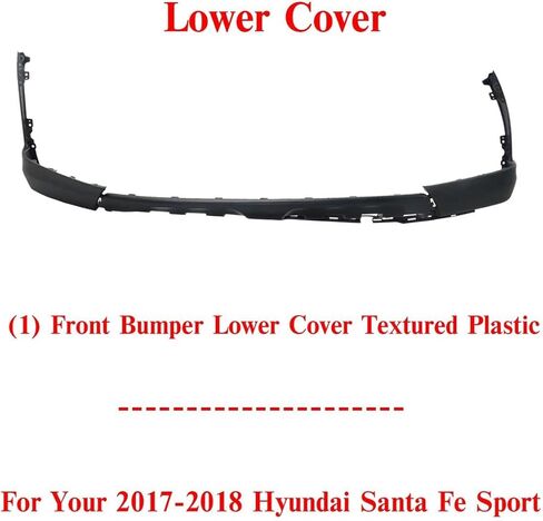 US AUTO PARTS PLUS New Front Bumper Lower Cover Textured Plastic Direct Replacement For Hyundai Santa Fe Sport 2017-2018 865124Z500 HY1015108 in Saudi Arabia