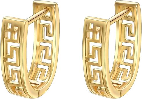 Huggie Hoop Greek Earrings For Women Unique 14K Gold Plated Cutout U Shaped Earrings Jewelry in Saudi Arabia