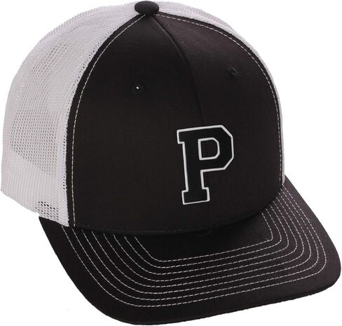 Structured Trucker Mesh Hat Custom Colors Letter P Initial Baseball Mid Profile in Kuwait