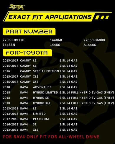 Oktiger Upgraded Alternator for Toyota Camry Le Se Special Edition Xle Xse 2015-2016-2017 2.5L, for Rav4 Le Limited Platinum Se Xle 2013-2018, 12V 125A Clockwise 6-Groove Clutch Pulley, OE 27060-0V170 in Kuwait