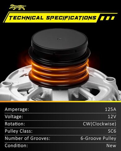 Oktiger Upgraded Alternator for Toyota Camry Le Se Special Edition Xle Xse 2015-2016-2017 2.5L, for Rav4 Le Limited Platinum Se Xle 2013-2018, 12V 125A Clockwise 6-Groove Clutch Pulley, OE 27060-0V170 in Kuwait