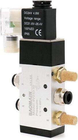 Baomain pneumatic solenoid Valve 4v310-10 DC12V Pt 3/8 "2 موقف 5 طريقة تحكم كهربائي في طيار ملف واحد مع 3 تركيب و 2 كاتم الصوت (DC 12V) in Kuwait