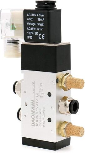 Baomain pneumatic solenoid Valve 4v310-10 DC12V Pt 3/8 "2 موقف 5 طريقة تحكم كهربائي في طيار ملف واحد مع 3 تركيب و 2 كاتم الصوت (DC 12V) in Kuwait