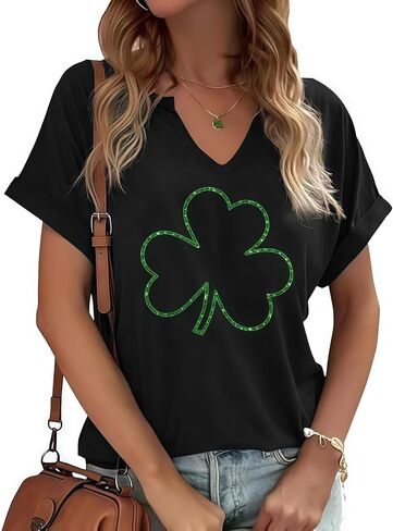 Christmas V Neck Shirts for Women Buffalo Plaid Tree Shirt Merry and Bright Shirt Casual Graphic T-Shirt Tops in Saudi Arabia