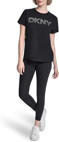 DKNY Women's Short Sleeve Crew Neck Ombre Rhinestone Logo T-Shirt in Saudi Arabia