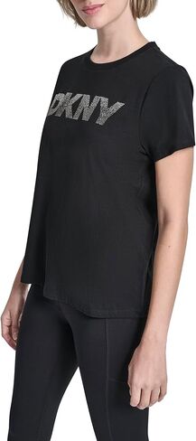 DKNY Women's Short Sleeve Crew Neck Ombre Rhinestone Logo T-Shirt in Saudi Arabia