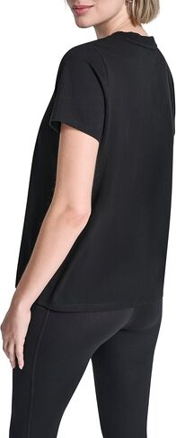 DKNY Women's Short Sleeve Crew Neck Ombre Rhinestone Logo T-Shirt in Saudi Arabia