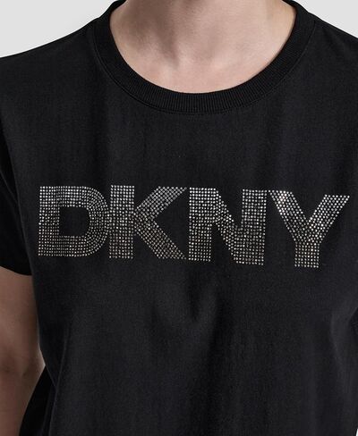 DKNY Women's Short Sleeve Crew Neck Ombre Rhinestone Logo T-Shirt in Saudi Arabia