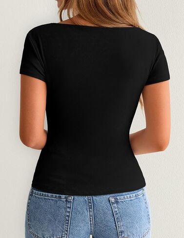 ZESICA Women's Summer Boat Neck Short Sleeve T Shirts 2026 Spring Slim Fit Y2k Going Out Crop Tops Basic Trendy Outfits in Saudi Arabia