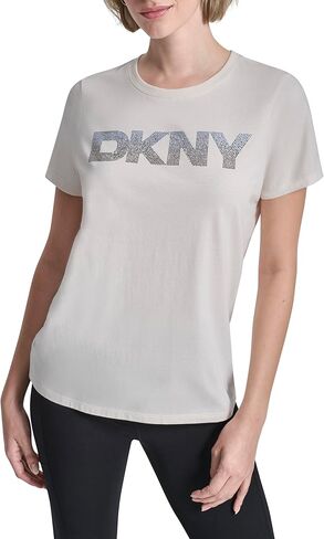 DKNY Women's Short Sleeve Crew Neck Ombre Rhinestone Logo T-Shirt in Kuwait