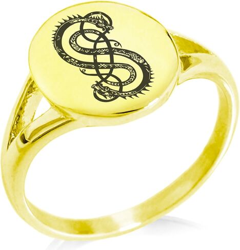Stainless Steel God of Mischief Loki Viking Norse Symbol Minimalist Oval Top Polished Statement Ring in Saudi Arabia