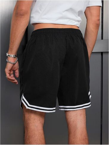 Men's Cartoon Anime Graphic Shorts Striped Trim Drawstring Waist Running Workout Shorts in Kuwait