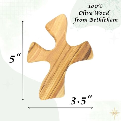 مصنع دكاريت شفاء الصليب | خشب الزيتون | 5 بوصة تناسب اليد للصلاة | التثبيت، هدايا المناولة الأولى | فقدان عزيز | ذكرى | هدية عيد الميلاد (بدون نقش) in Kuwait