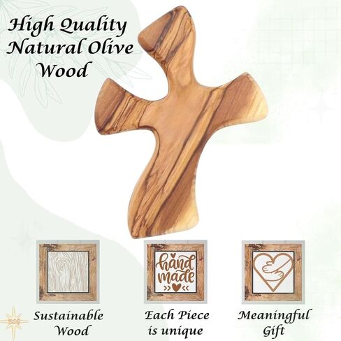 مصنع دكاريت شفاء الصليب | خشب الزيتون | 5 بوصة تناسب اليد للصلاة | التثبيت، هدايا المناولة الأولى | فقدان عزيز | ذكرى | هدية عيد الميلاد (بدون نقش) in Kuwait