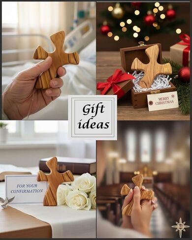 مصنع دكاريت شفاء الصليب | خشب الزيتون | 5 بوصة تناسب اليد للصلاة | التثبيت، هدايا المناولة الأولى | فقدان عزيز | ذكرى | هدية عيد الميلاد (بدون نقش) in Kuwait