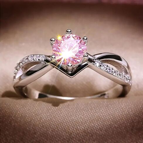Trendy 6 Claws Zirconia Stone Rings for Women Fashion Silver Color Proposal Band Jewelry in Saudi Arabia