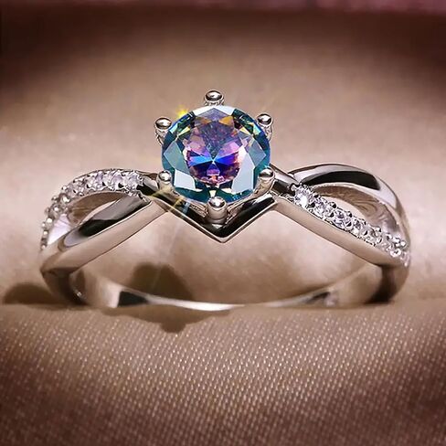 Trendy 6 Claws Zirconia Stone Rings for Women Fashion Silver Color Proposal Band Jewelry in Saudi Arabia