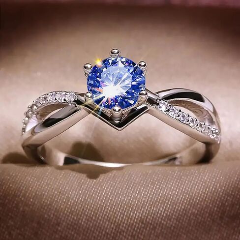 Trendy 6 Claws Zirconia Stone Rings for Women Fashion Silver Color Proposal Band Jewelry in Saudi Arabia