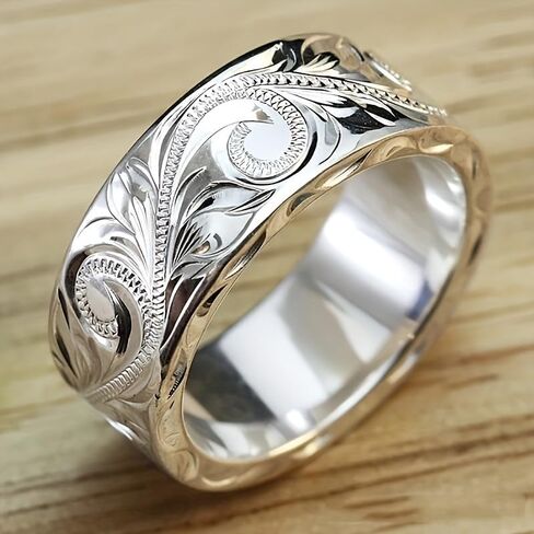 Vintage Carved Leaf Design Wide Ring for Women Men Daily Casual Party Vacation Fashion Personality Ring Jewelry in Saudi Arabia