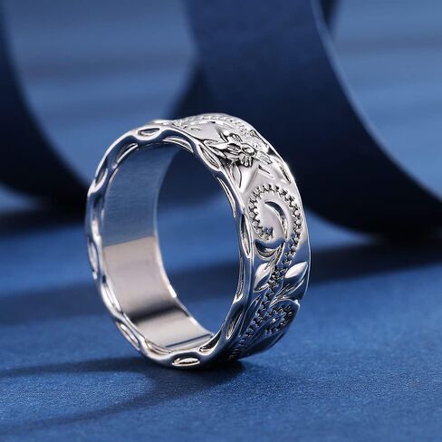 Vintage Carved Leaf Design Wide Ring for Women Men Daily Casual Party Vacation Fashion Personality Ring Jewelry in Saudi Arabia
